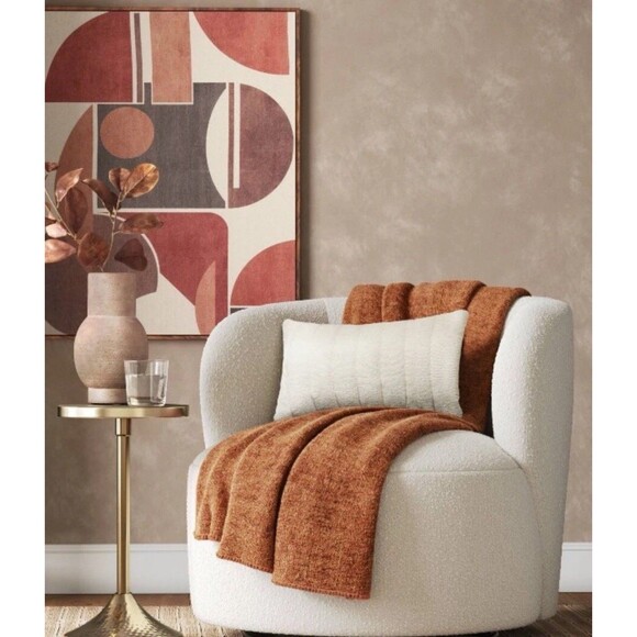 Marled Boucle Throw Blanket Orange Fall Halloween - Threshold 60" X 50" NEW - Picture 2 of 4